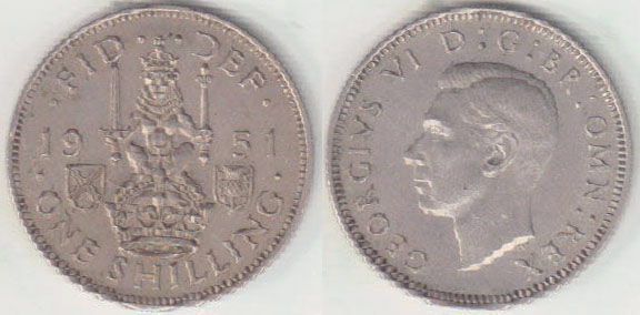 1951 Great Britain Shilling (Scottish) gEF A004372